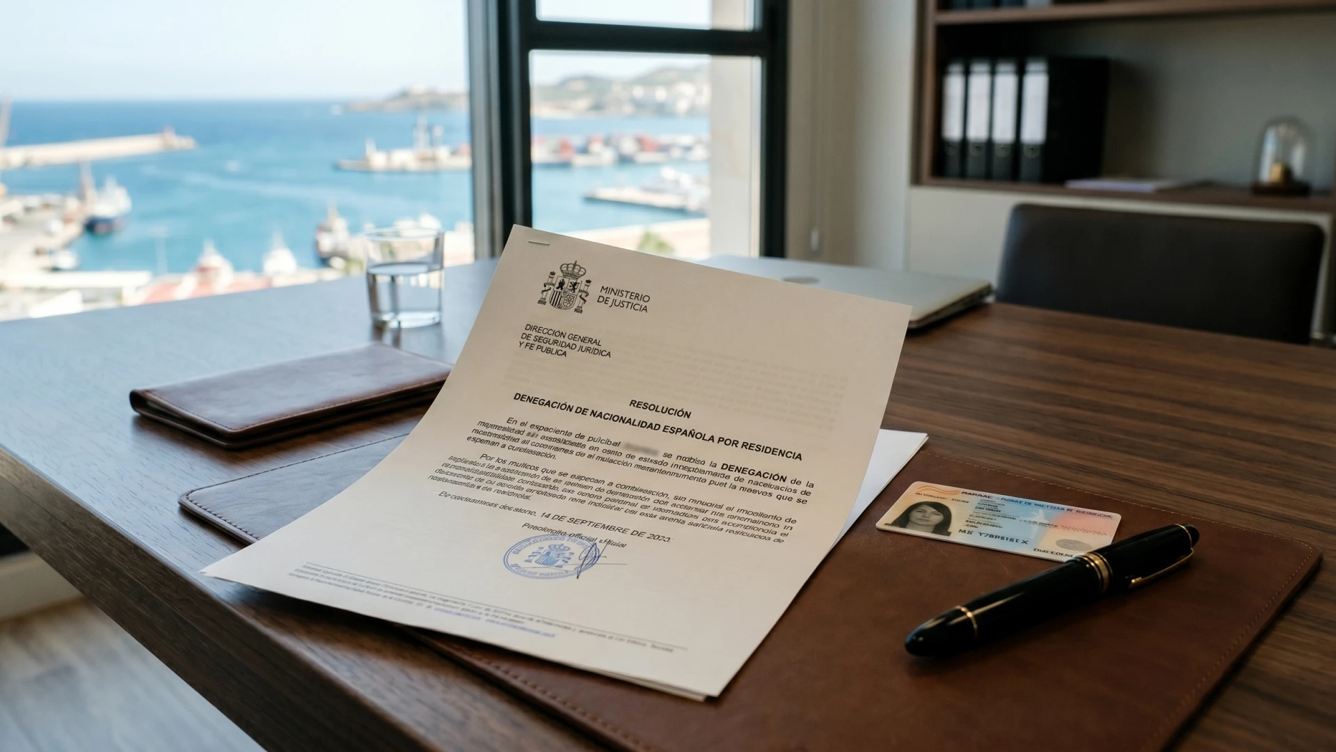 imagen de un documento de denegación de nacionalidad española sobre una mesa en un despacho de abogados en ceuta