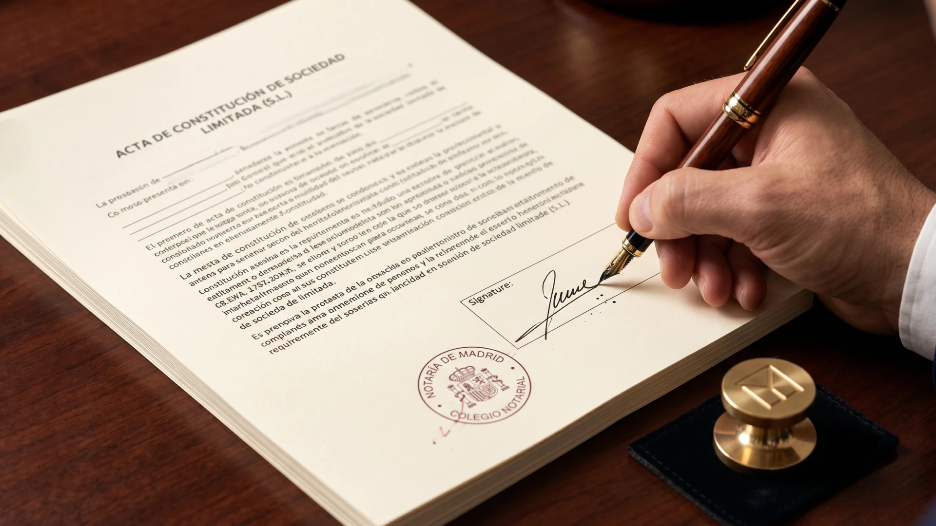 imagen de una persona firmando el acta de constitución de una sociedad mercantil en ceuta