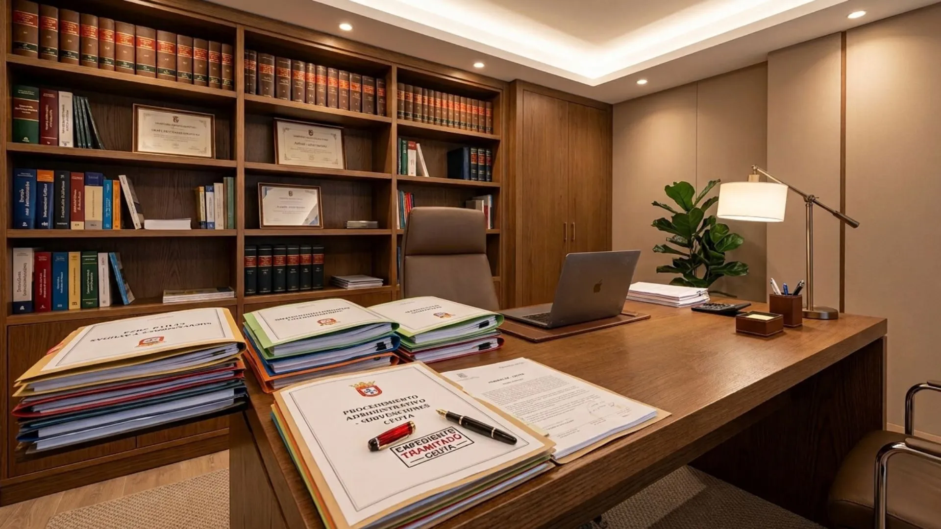 imagen despacho moderno de Sonex Abogados con documentos sobre medidas de apoyo económicos a empresas de Ceuta