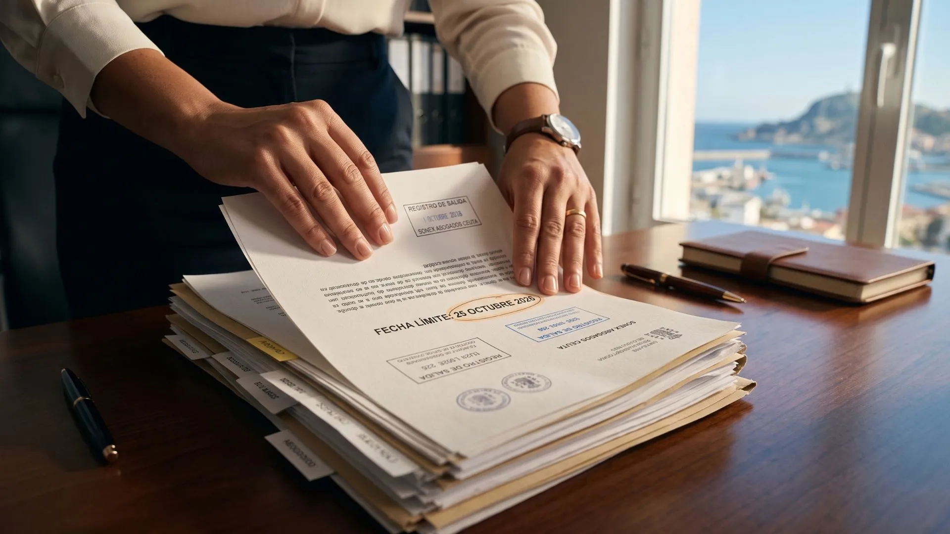 Imagen de unas manos de un abogado indagando sobre unos documentos referentes a una reclamación de silencio administrativo